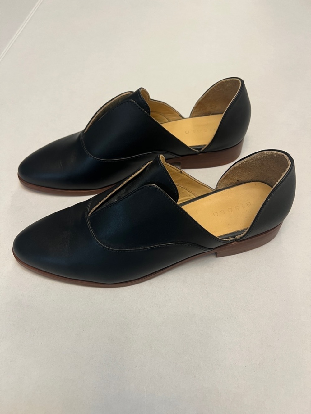 NISOLO EMMA D’ORSAY SLIP ON OXFORD FLATS WOMEN’S  9.5 BLACK - Picture 4 of 14